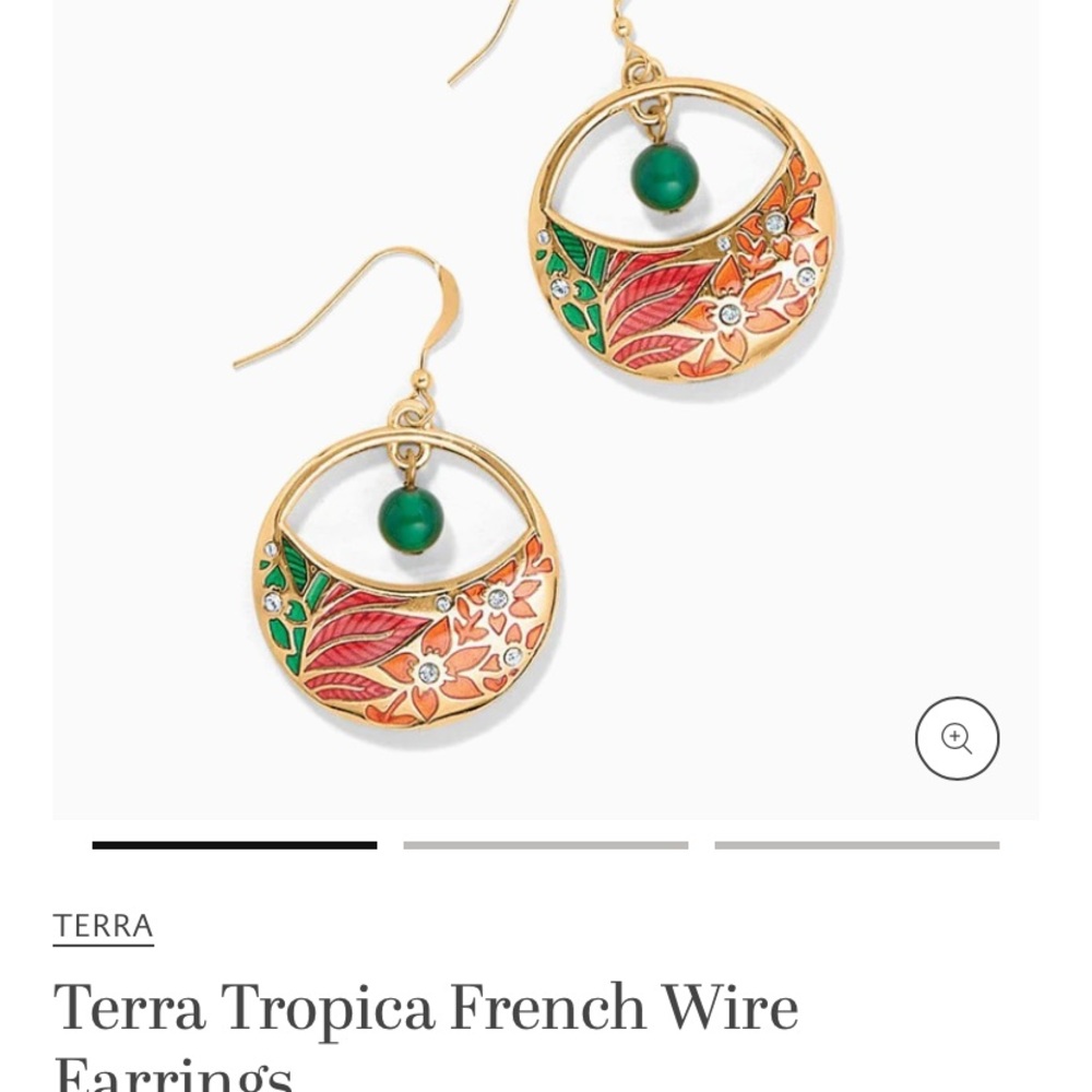 Brighton Gold Plated Terra Tropica Cloisonné French wrie dangle earrings